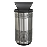 Witt Standard Series Stainless Steel Outdoor Waste Receptacle with Hood Lid - 35 Gallon